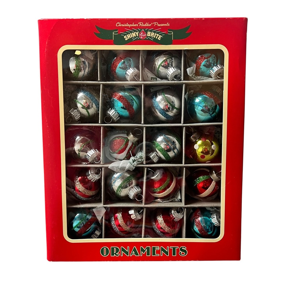 Christopher Radko Shiny Brite Glass Christmas Ornaments Set of 20 Multi 2015